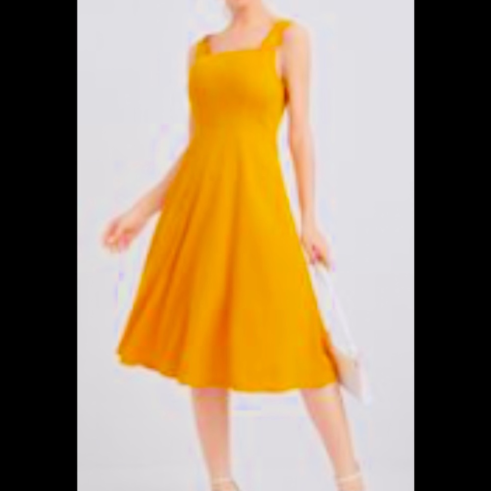 square Neck High waist solid Dress